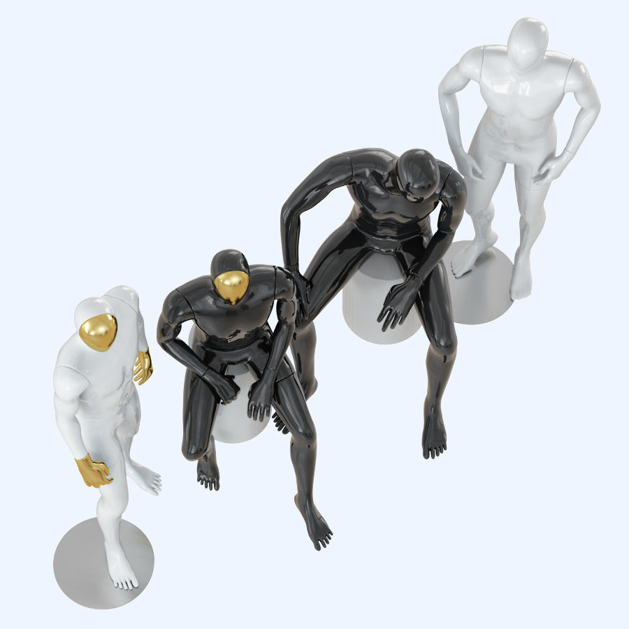 Four abstract male mannequins 32 3D model_2