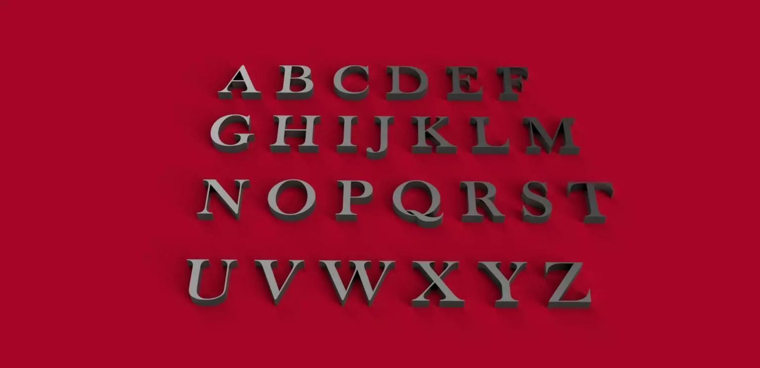 BASKERVILLE Font uppercase and lowercase 3D letters STL file 3D print model
