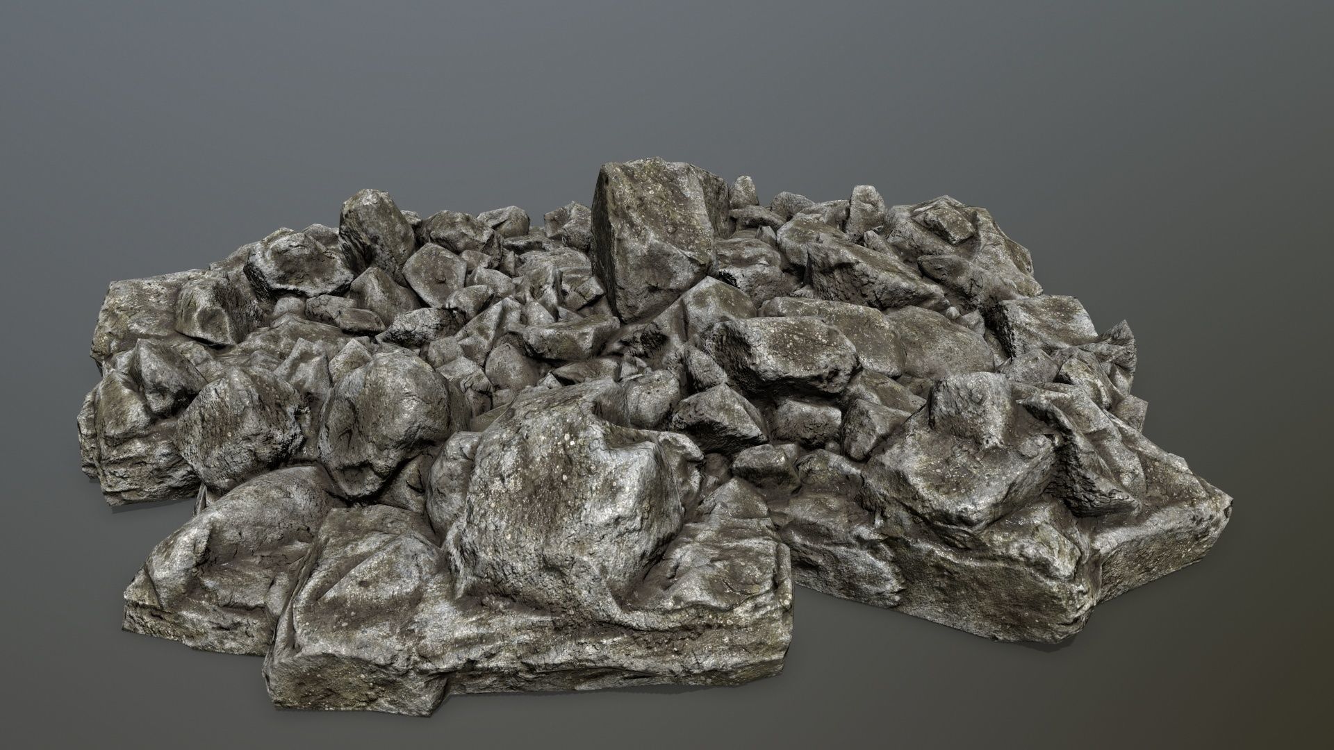 rocks pile of Low-poly 3D model_8