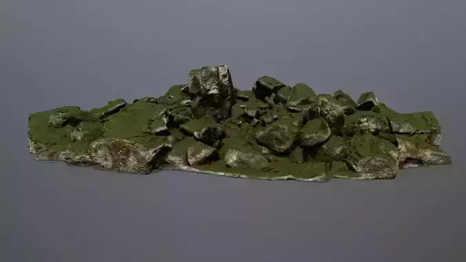 rocks mountain with grass on top Low-poly 3D model