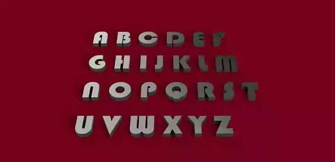 BAUHAUS93 font uppercase and lowercase 3D letters STL file