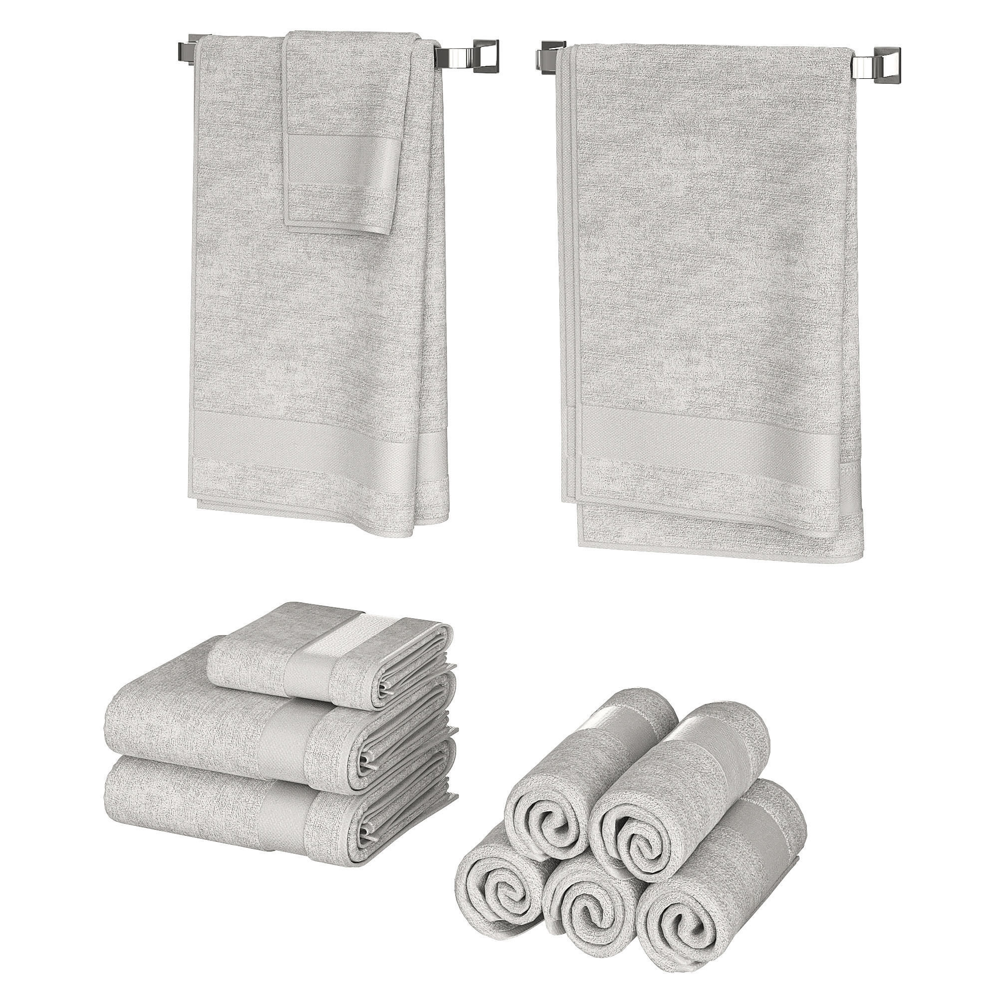 White Towels Set  3D model_1