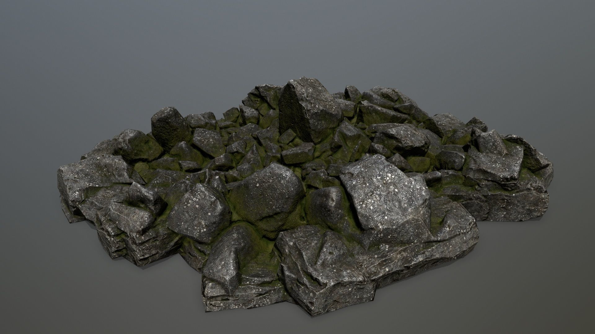 rocks pile of Low-poly 3D model_4