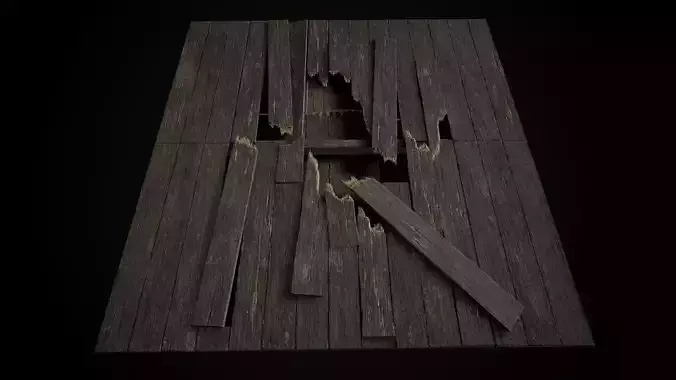 Old Wooden Floor set  Low-poly 3D model