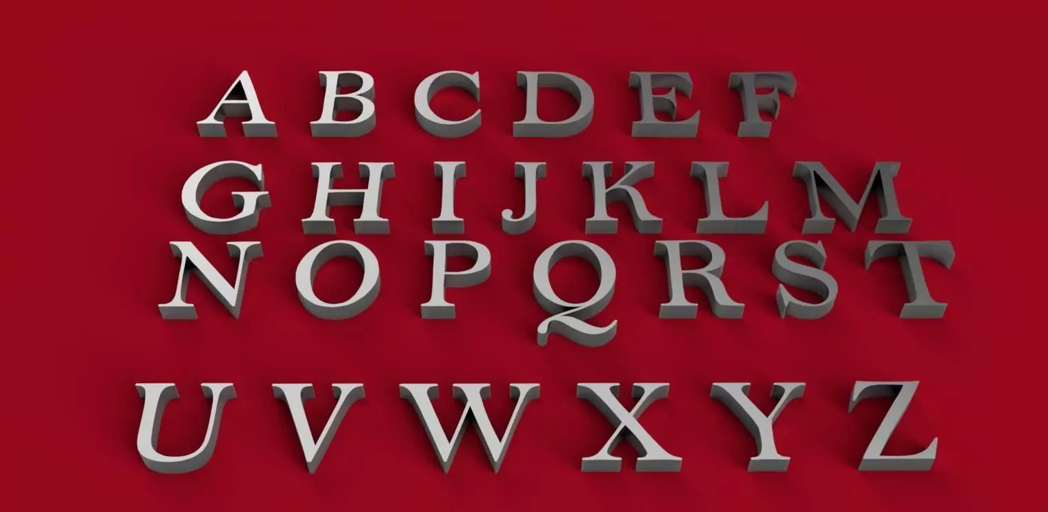 BELL MT font uppercase and lowercase 3D letters STL file 3D print model_0