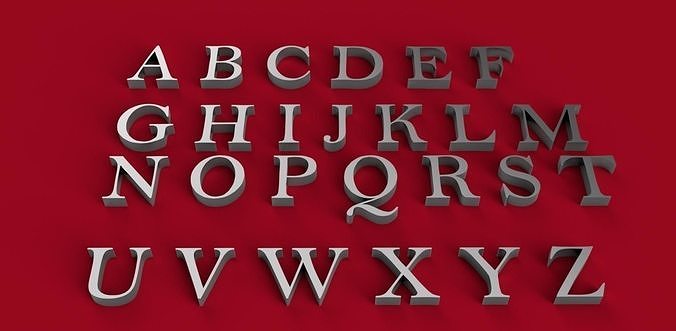 BELL MT font uppercase and lowercase 3D letters STL file 3D print model