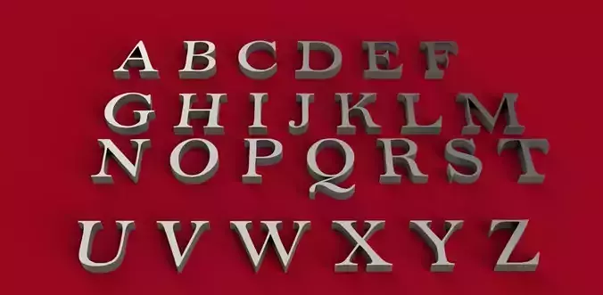 BELL MT font uppercase and lowercase 3D letters STL file 3D print model