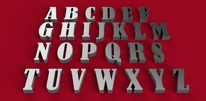 BERNARD font uppercase and lowercase 3D letters STL file 3D print model