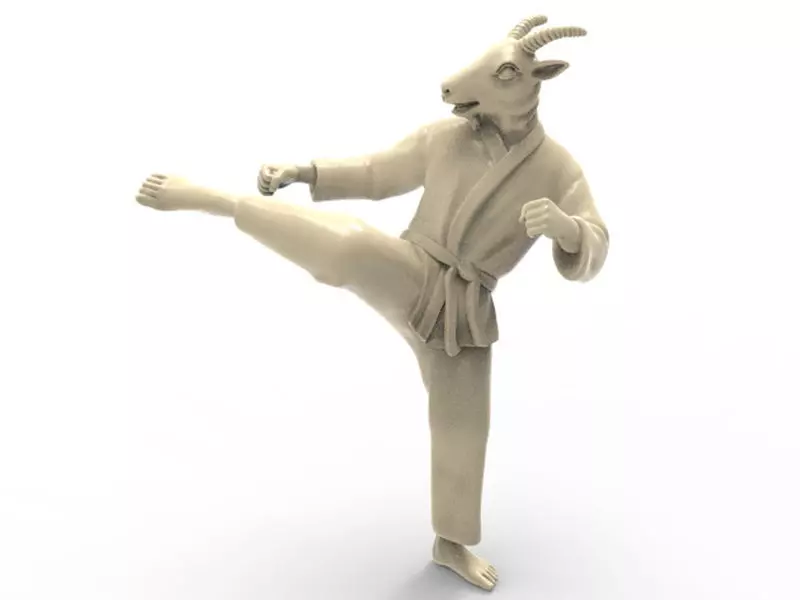 Goat Roundhouse Kick 3D print model