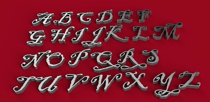 BLACKADDER font uppercase and lowercase 3D letters STL file 3D print model