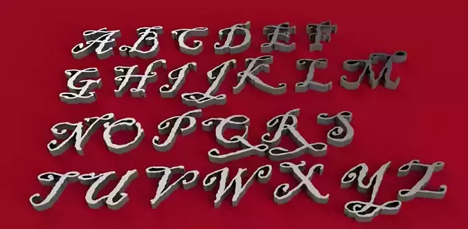BLACKADDER font uppercase and lowercase 3D letters STL file