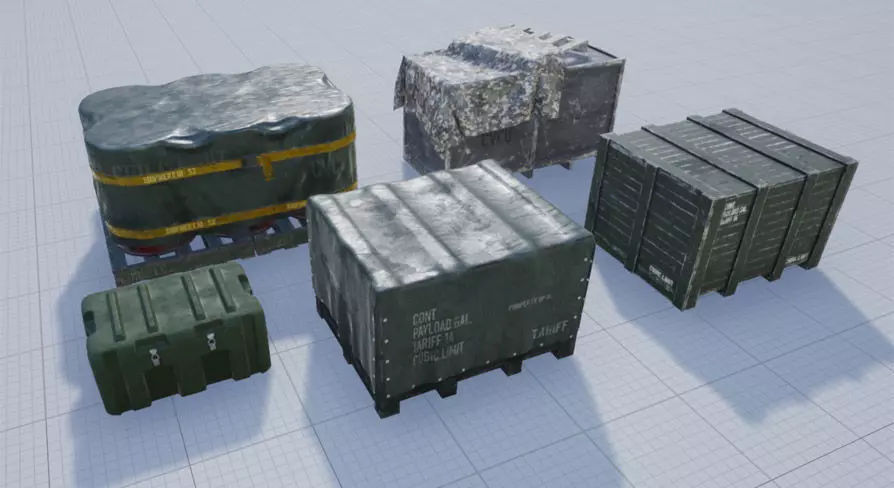 Military Containers Pack Low-poly 3D model_0