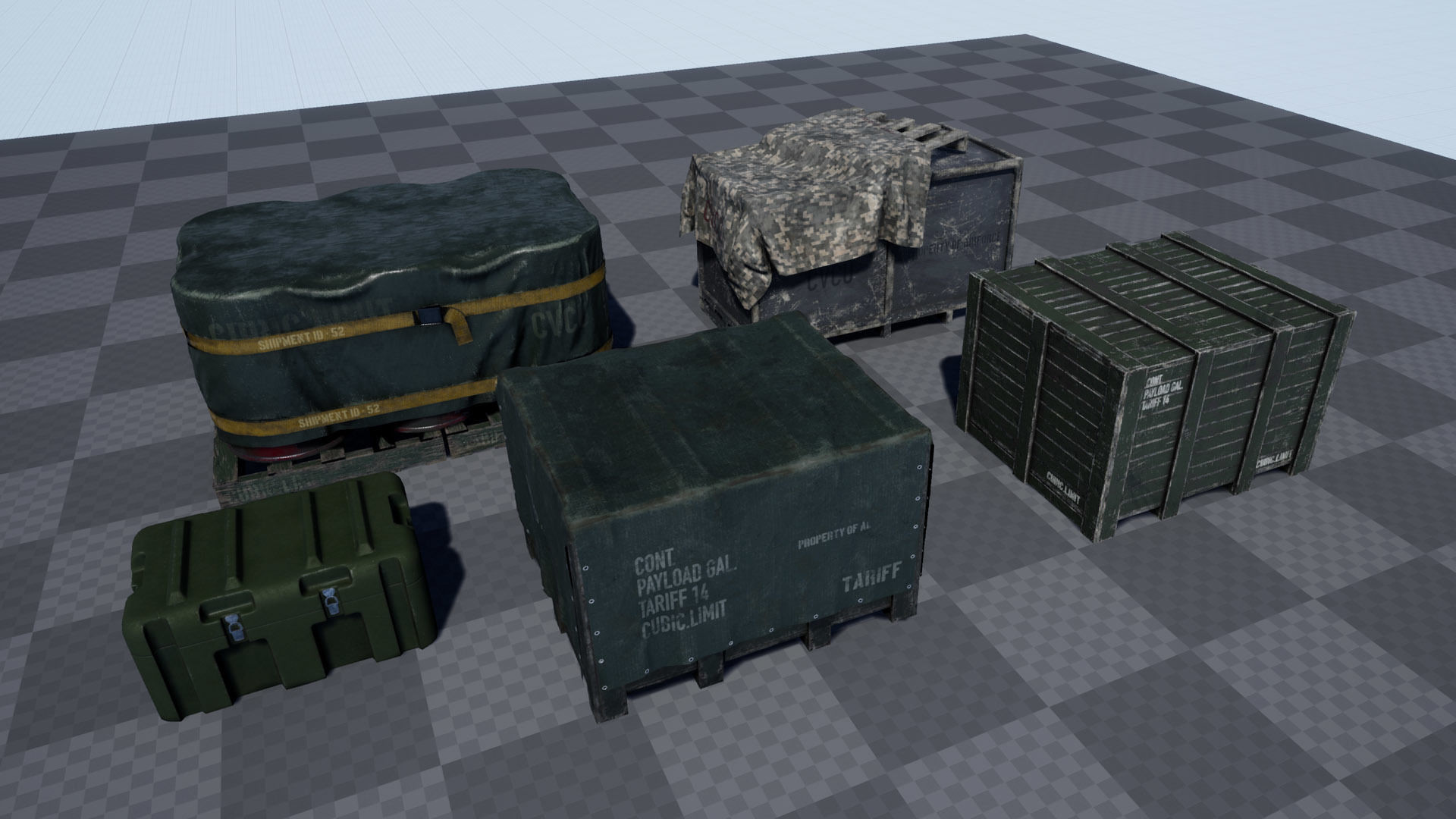 Military Containers Pack Low-poly 3D model_1