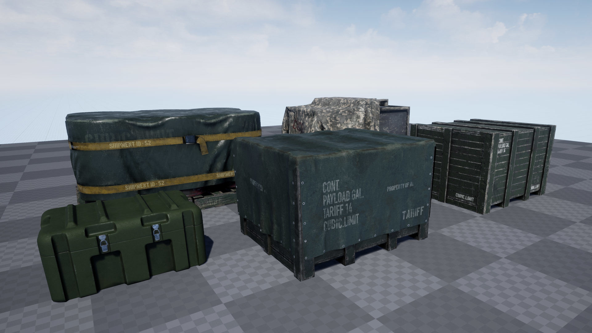 Military Containers Pack Low-poly 3D model_2