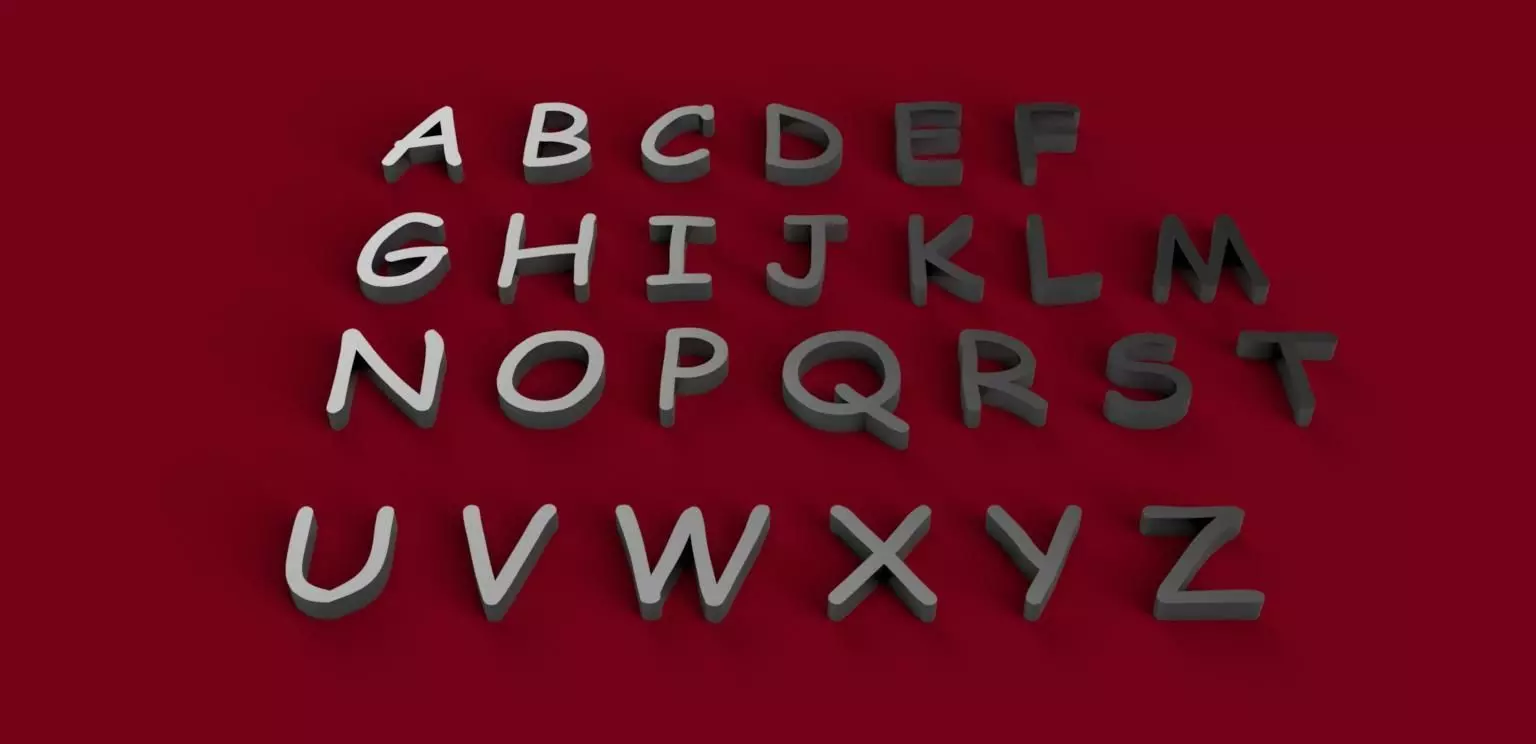 COMIC SANS font uppercase and lowercase 3D letters STL file 3D print model_0