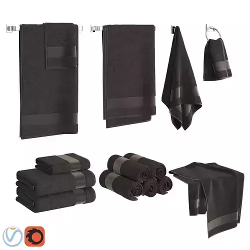 Black Towels Set  3D model