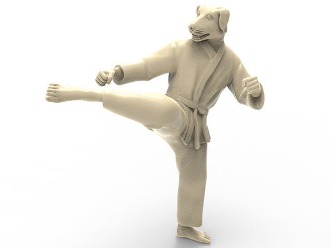 Dog Roundhouse Kick 3D print model