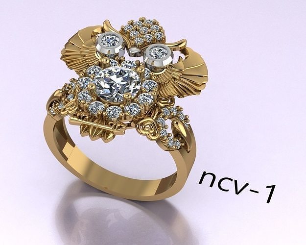  Owl ring 3D print model