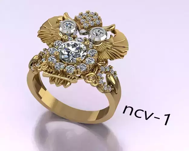 Owl ring 3D print model