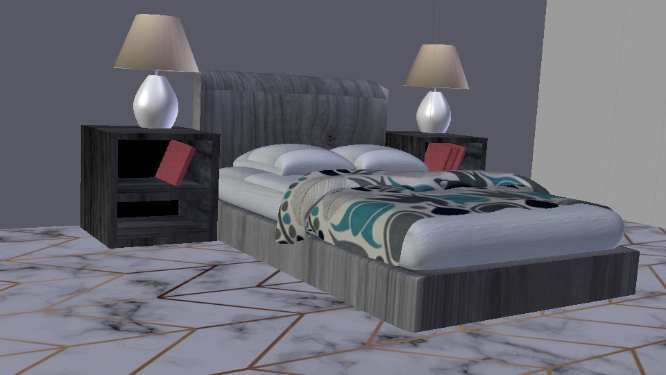 Simple bed room 3D model_4