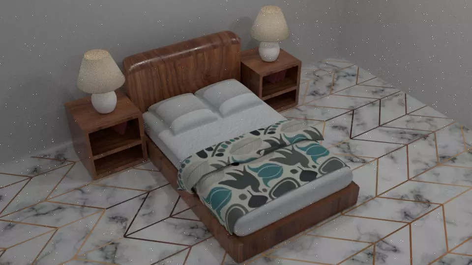Simple bed room 3D model_0