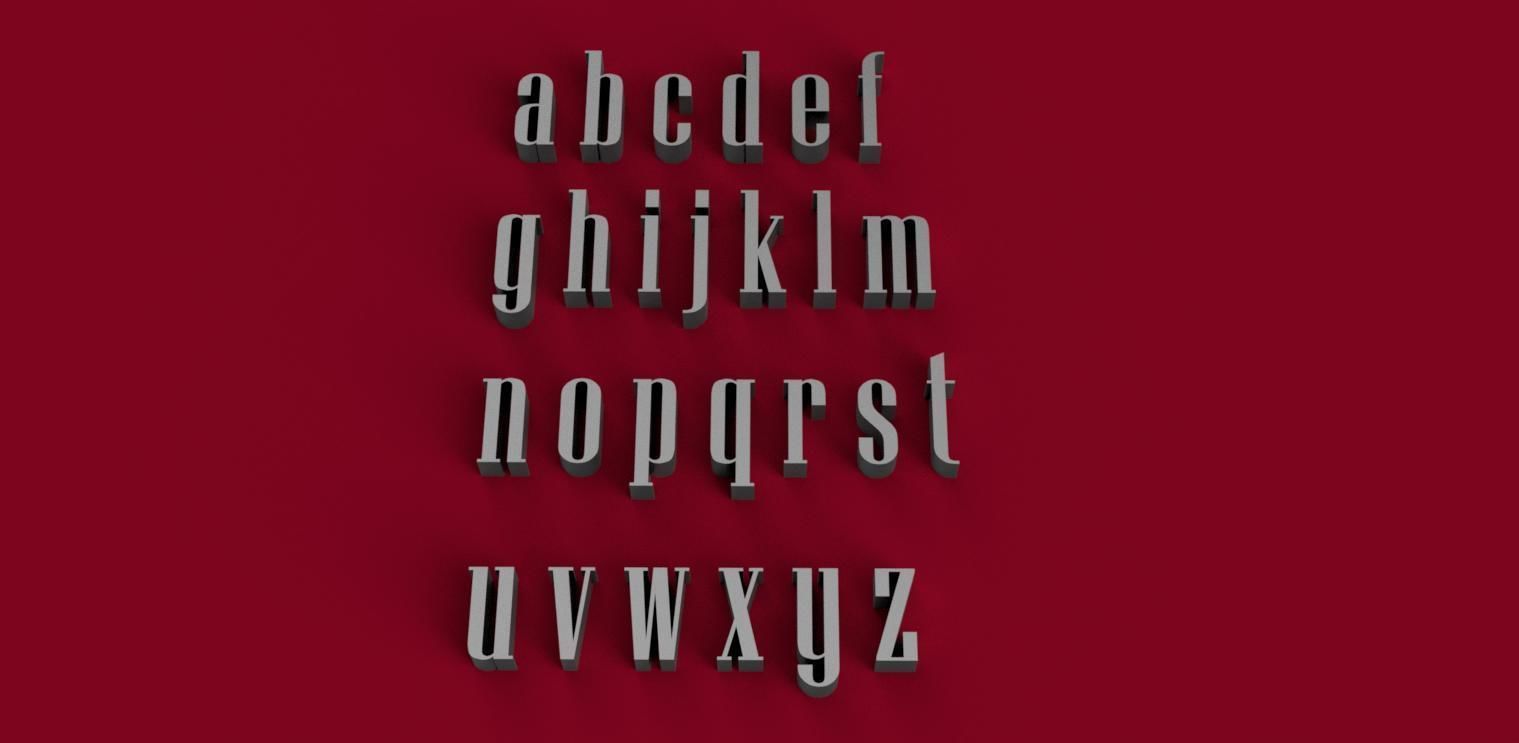 NIAGARA font uppercase and lowercase 3D letters STL file  3D print model_1