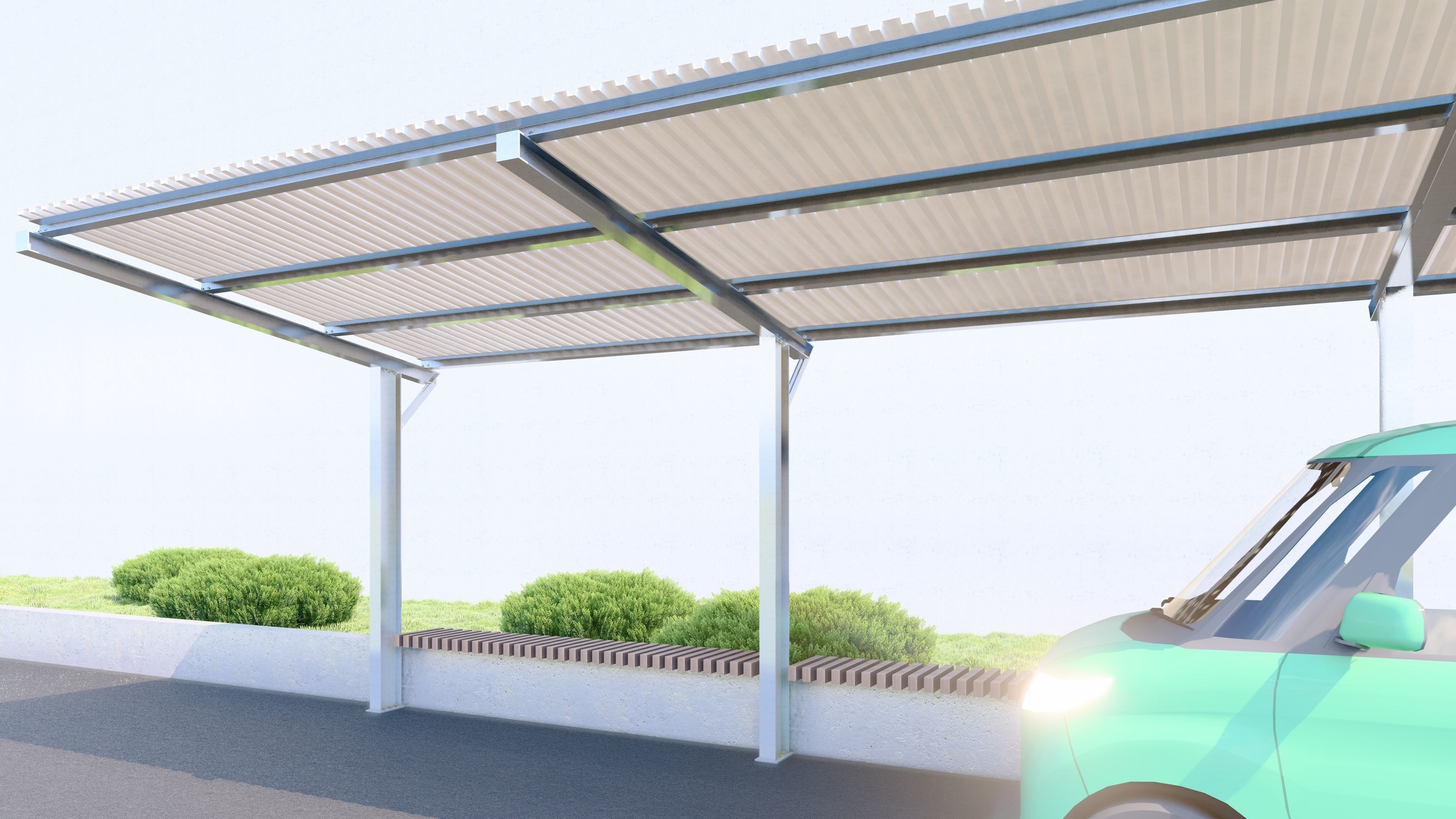 Bus Pergola Low-poly 3D model_2