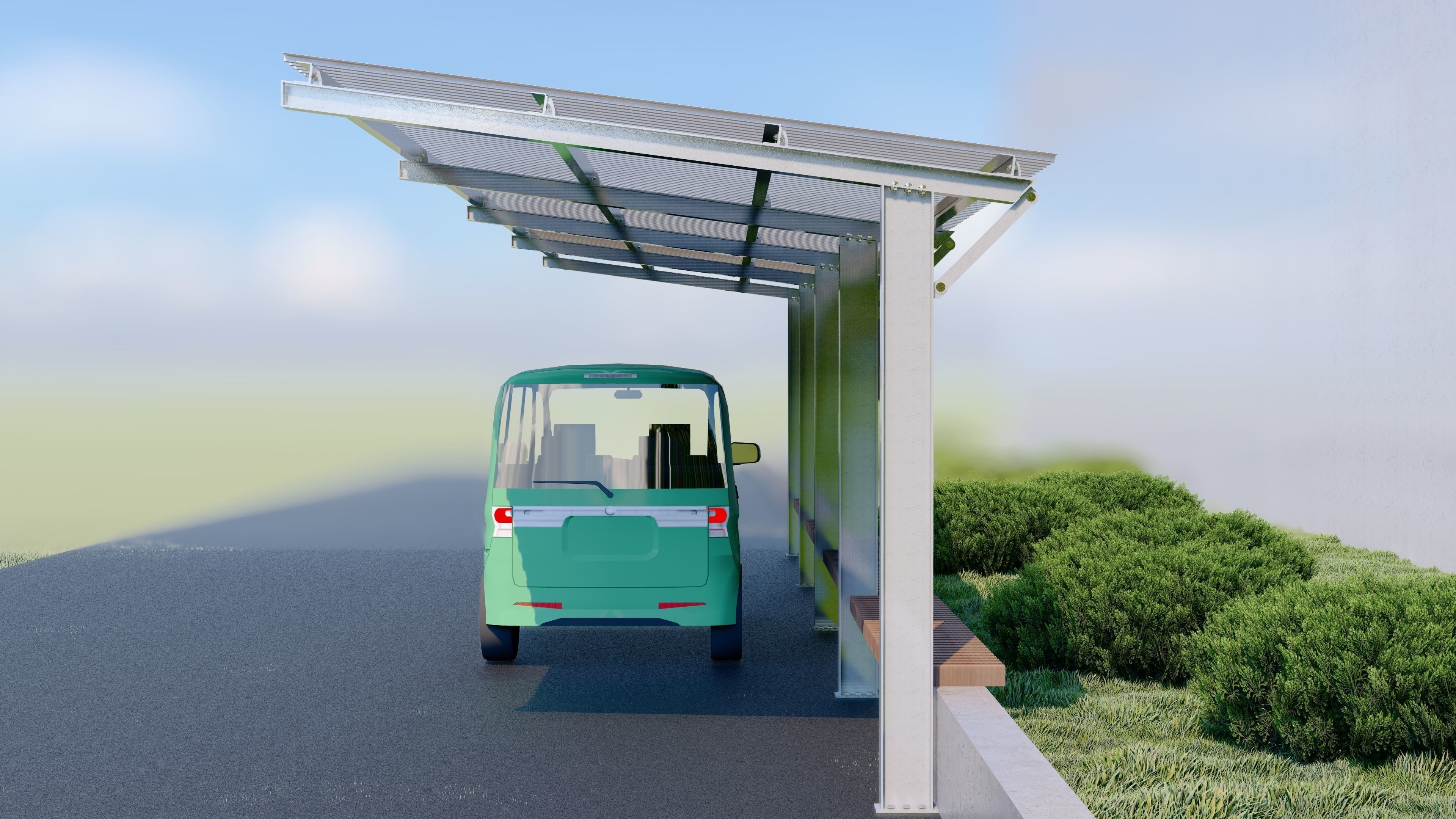 Bus Pergola Low-poly 3D model_4
