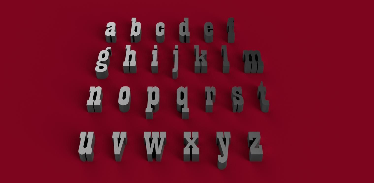 PLAYBILL font uppercase and lowercase 3D letters STL file 3D print model_1