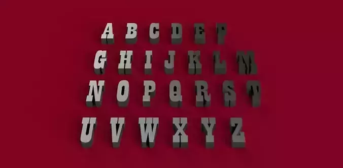 PLAYBILL font uppercase and lowercase 3D letters STL file