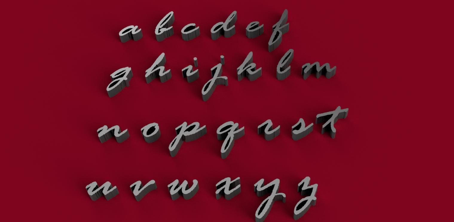 RAGE ITALIC font uppercase and lowercase 3D letters STL file 3D print model_1