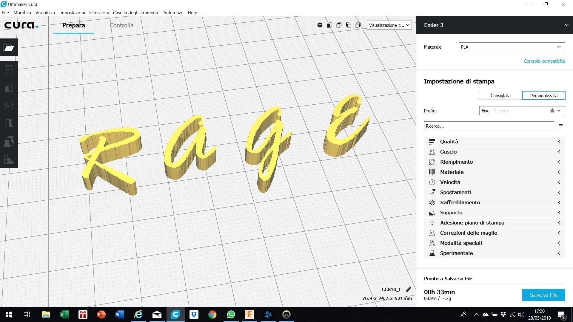 RAGE ITALIC font uppercase and lowercase 3D letters STL file 3D print model_4