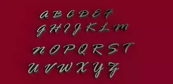 RAGE ITALIC font uppercase and lowercase 3D letters STL file 3D print model