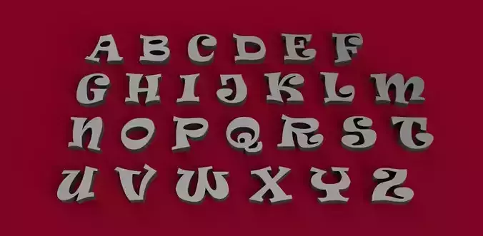RAVIE font uppercase and lowercase 3D letters STL file 3D print model