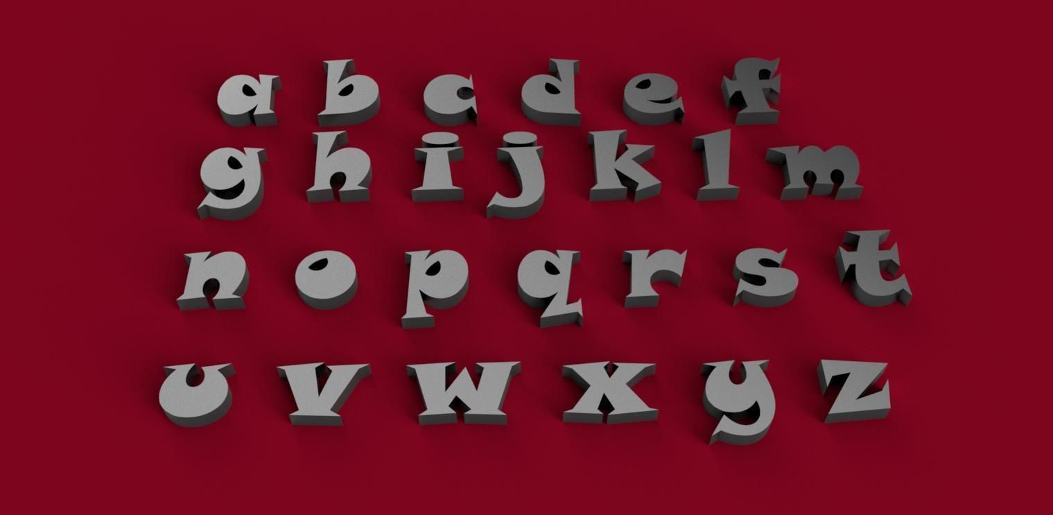 SNAP font uppercase and lowercase 3D letters STL file 3D print model_1