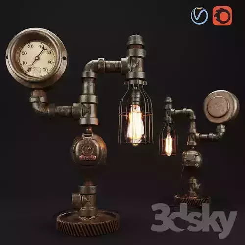 Steampunk Steam Gauge Lamp 3D model