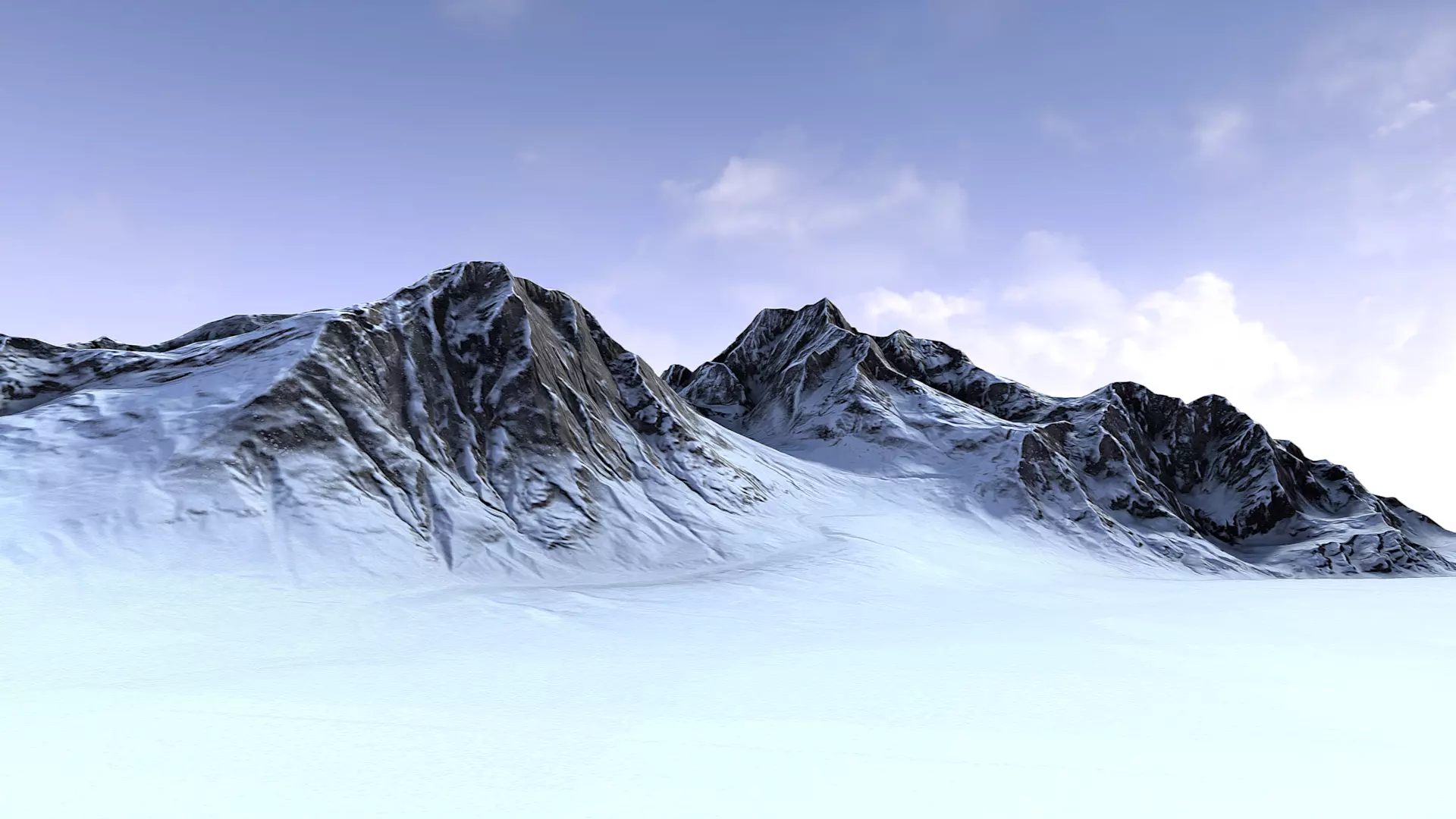 Snow Mountain Low-poly 3D model_0