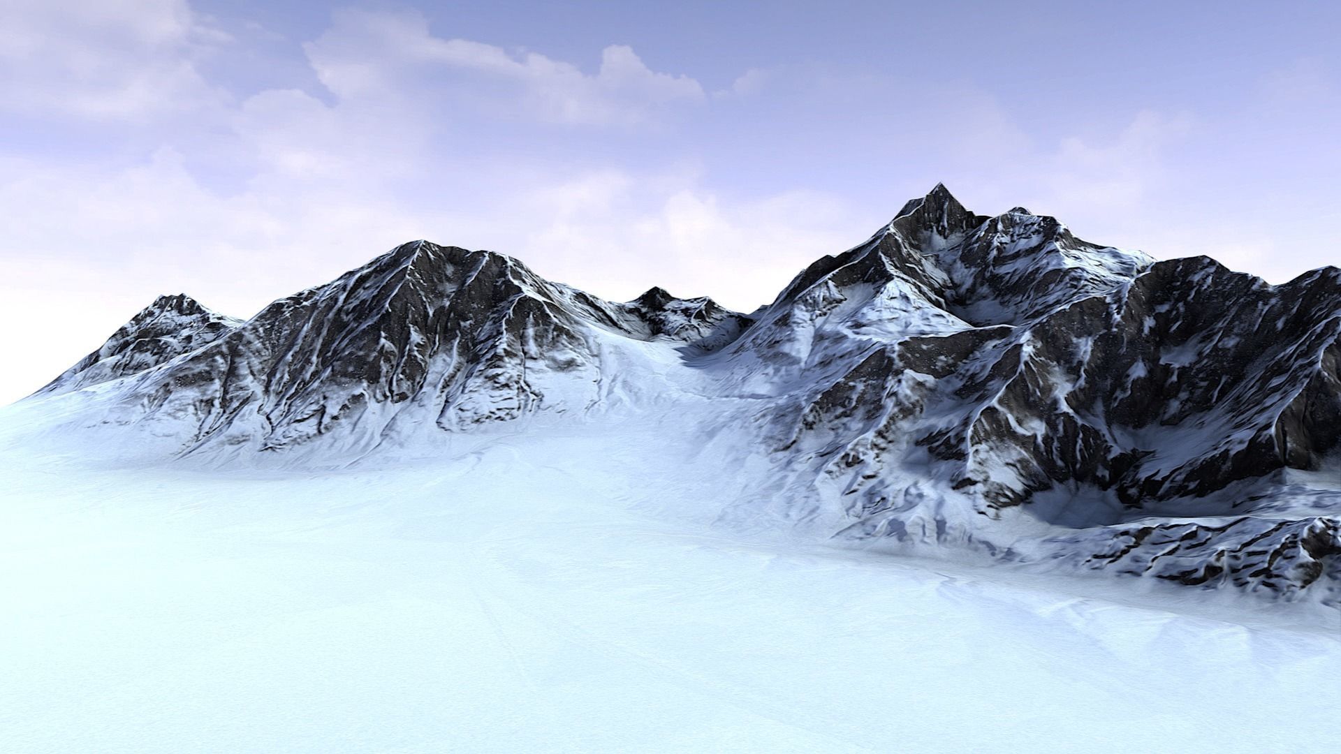 Snow Mountain Low-poly 3D model_2