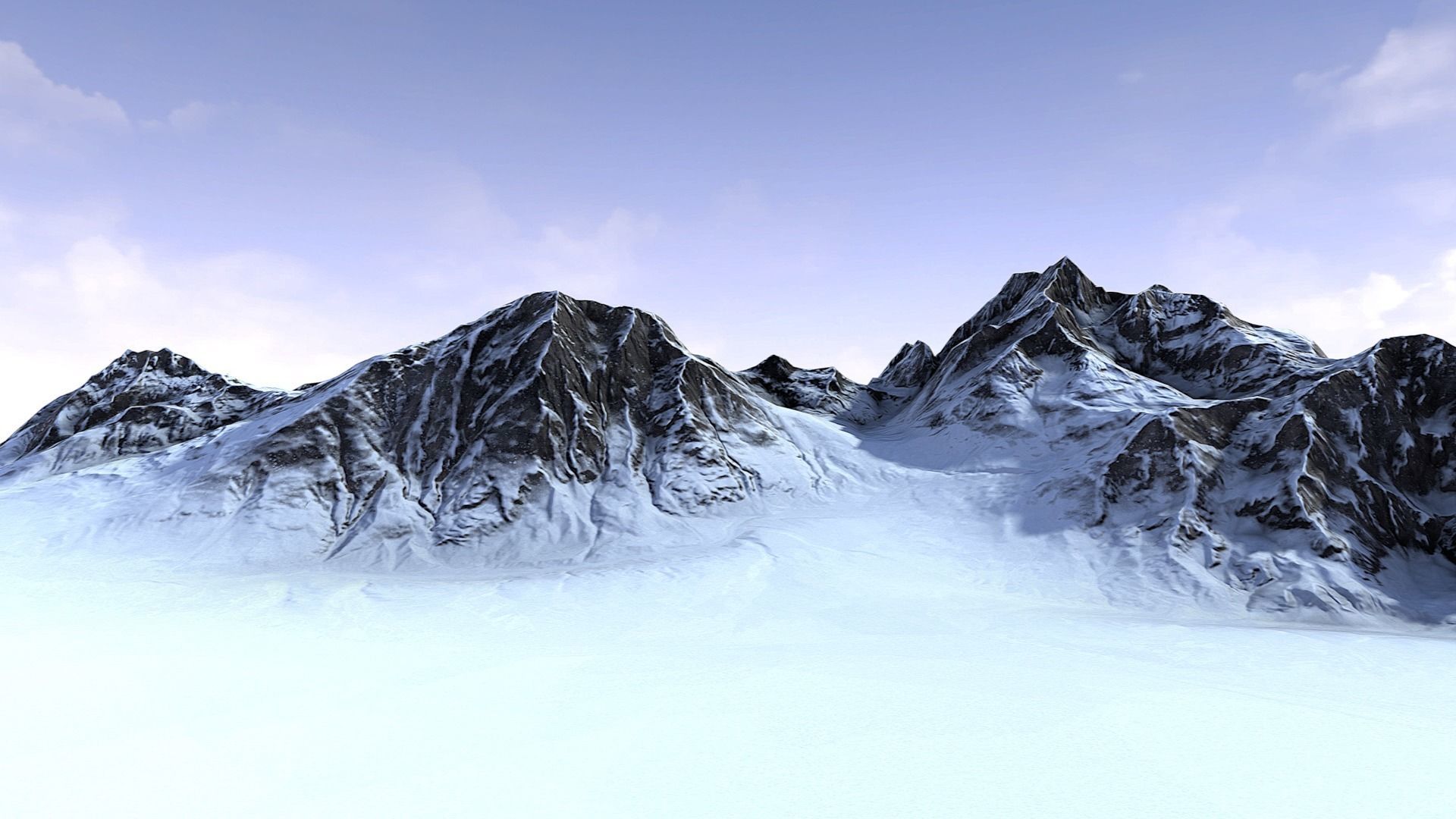 Snow Mountain Low-poly 3D model_1