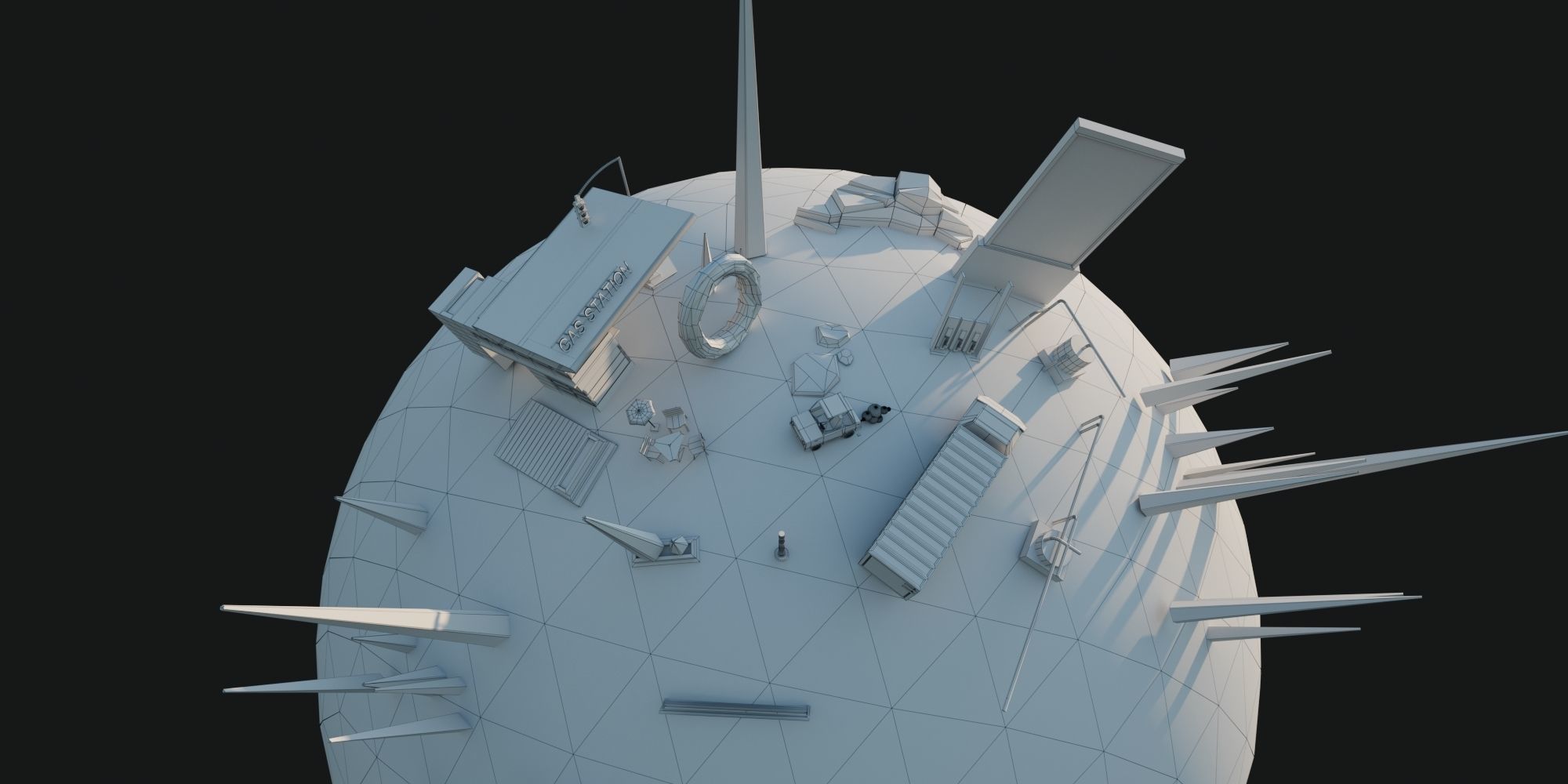 Low poly 3d modular location - gas station Low-poly 3D model_7