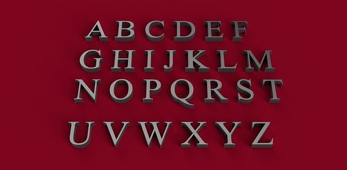 TIMES NEW ROMAN font uppercase and lowercase 3D letters STL file 3D print model