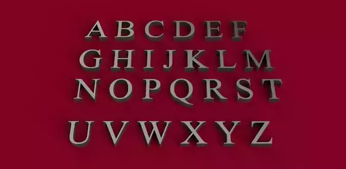 TIMES NEW ROMAN font uppercase and lowercase 3D letters STL file 3D print model