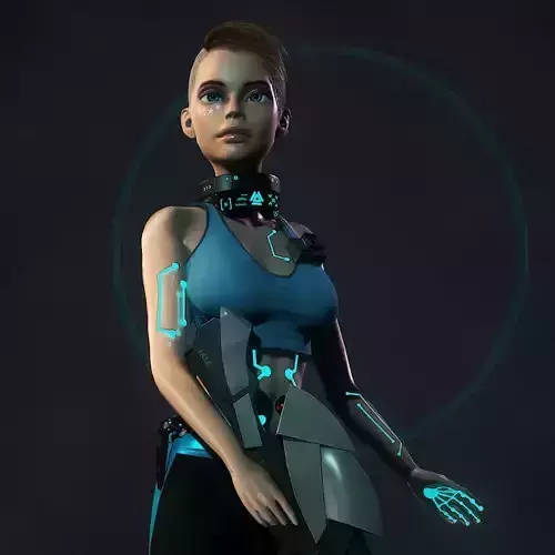 Gamer girl Low poly PBR model Low-poly 3D model