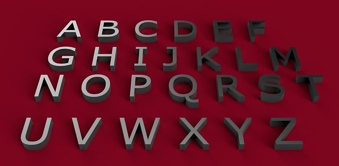 VERDANA font uppercase and lowercase 3D letters STL file 3D print model