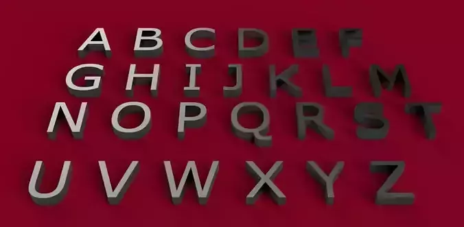 VERDANA font uppercase and lowercase 3D letters STL file