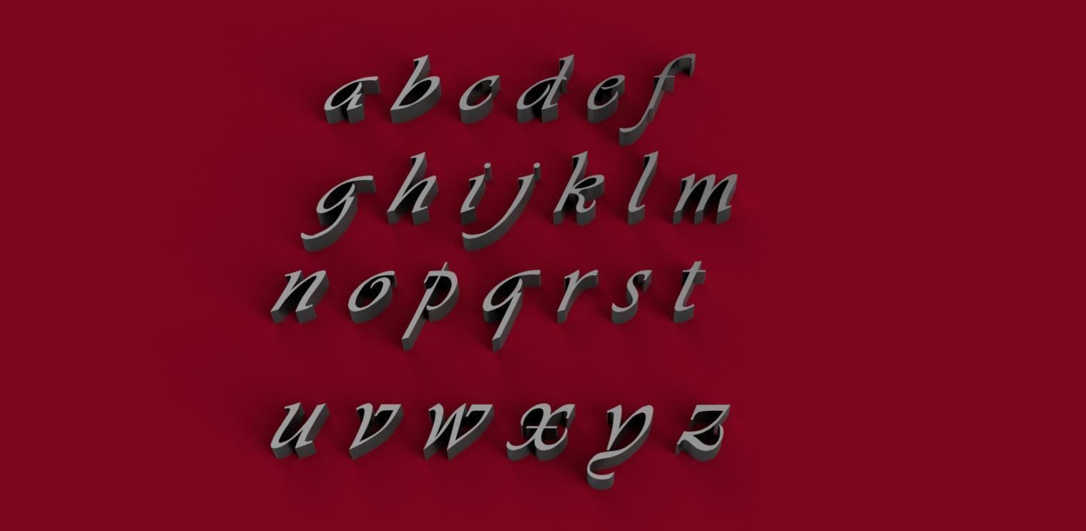 VIVALDI font uppercase and lowercase 3D letters STL file 3D print model_1