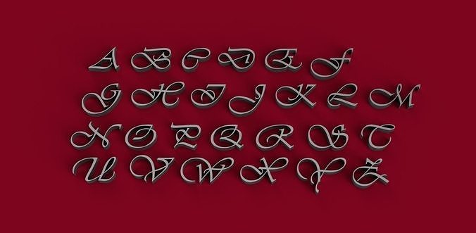 VIVALDI font uppercase and lowercase 3D letters STL file  3D print model