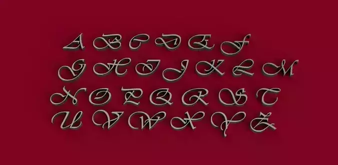 VIVALDI font uppercase and lowercase 3D letters STL file  3D print model
