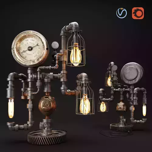 Steampunk Industrial 75 Steam Gauge 3D model