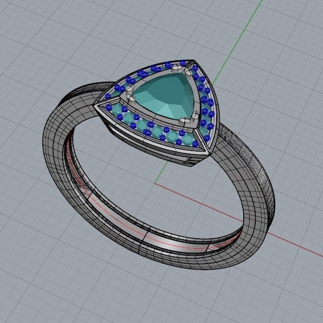 Women Ring trillion 3dm stl 3D print model 3D print model_28